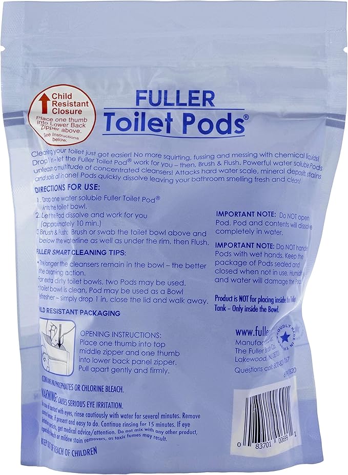Fuller Brush Toilet Bowl Cleaner Pods - Water Soluble Tablet Cleansers - Cleans Descales & Refreshes Bathroom Toilets Removes Odors & Stains Light Fresh Scent Ideal for Homes and Businesses 6-Pack-Ruum Studio Home