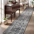 AMOAMI-2X10 Runner Rug-Washable Runners for Hallways-Soft Non Slip Bedside Rugs for Bedroom-Vintage Long Rug for Hallways Entryway Laundry Room Stair Kitchen Bathroom Dark Grey & Black-Ruum Studio Home