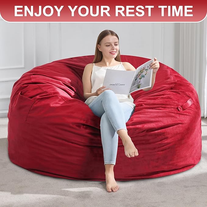 Hobestluk 5FT Bean Bag Chair Giant Bean Bag Chairs for Adults Large Bean Chairs with Removable Cover, Beanbag Chair with Filler, Adult Bean Bag Chairs for Living Room, Bedroom-Ruum Studio Home