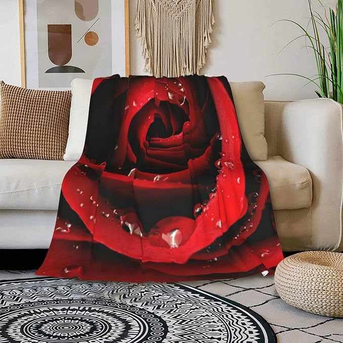 HGOD DESIGNS Red Rose Throw Blanket Ultra Soft Warm All Season Rose Decorative Fleece Blankets for Bed Chair Car Sofa Couch Bedroom 40"X50"-Ruum Studio Home