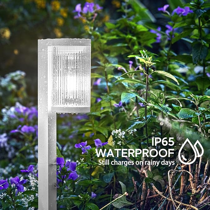 Solar Pathway Lights Outdoor, 6 Pack Upgraded Outdoor Solar Lights for Outside Super Bright Up to 12Hrs, IP65 Waterproof Solar Garden Lights for Yard Landscape Path Walkway Decoration(Cool White)-Ruum Studio Home