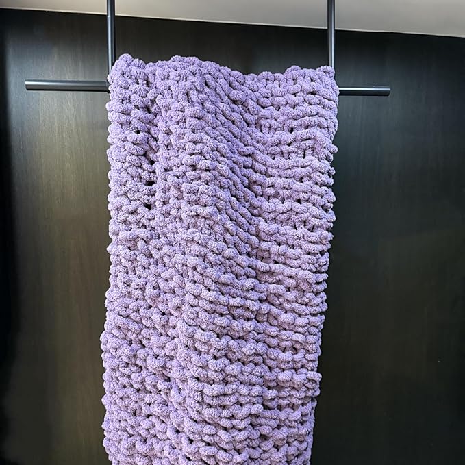 Chunky Knit Blanket Throw 40"×40", Chenille Throw Blankets, Handmade Warm & Cozy Blanket Couch Bed Home Decor, Soft Breathable Fleece Banket, Christmas for Couch Bed Sofa Best Gift (Purple)-Ruum Studio Home