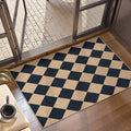 Lahome Checkered Easy Jute Kitchen Rug, 2x3 Front Door Mat Non Slip Washable Neutral Area Rug, Farmhouse Diamond Non Shedding Low Pile Floor Carpet for Entryway Porch Doorway-Ruum Studio Home