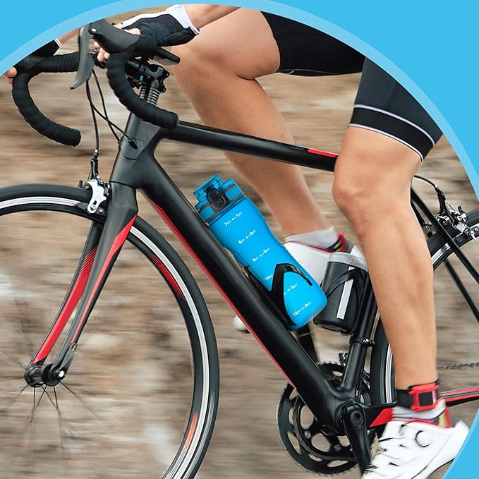 OLDLEY 25 oz Water Bottle, Motivational Water Bottle with Time Marker, Sports Water Bottle With Strap, Leakproof & BPA Free Large Water Bottles for School, Gym, Travel, Outdoor, Tritan,Blue-Ruum Studio Home