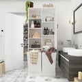 ECACAD Tall Bathroom Storage Cabinet with Shelves and Tilt-Out Laundry Hampers, Freestanding Floor Cabinet for Living Room, Bedroom & Kitchen, White (31.5”W x 13.8”D x 78.7”H)-Ruum Studio Home