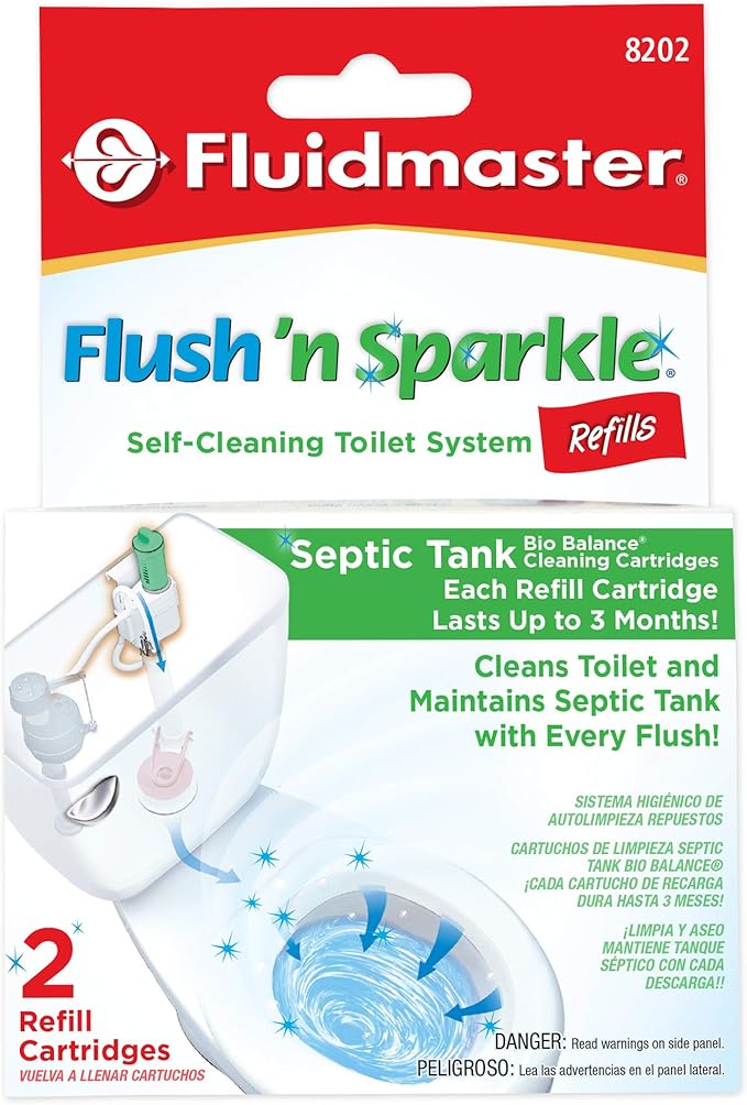 Fluidmaster 8202P8 Flush 'n Sparkle Automatic Toilet Bowl Cleaning System Refills, BioBalance Septic 2-Pack-Ruum Studio Home
