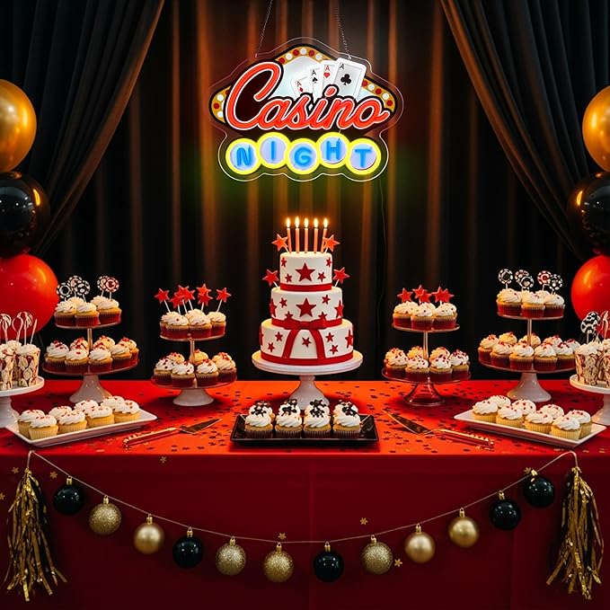 Casino Night Neon Sign for Wall Decor Casino Led Neon Light Dimmable Led Light Sign for Bar Casino Play Room Birthday Party Decor-Ruum Studio Home