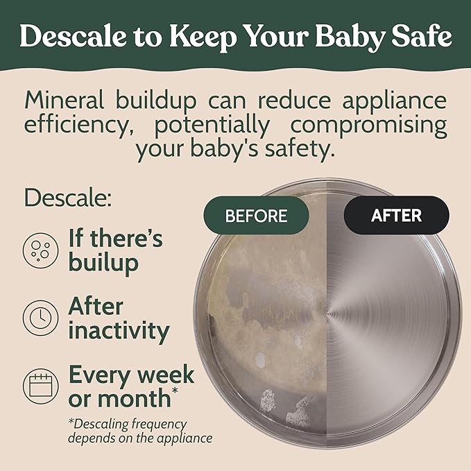 Roobi Descaling Solution Compatible with Baby Brezza. Specially Formulated to Clean & Descale Baby Appliances. Up to 2 Uses per Bottle, 2 Pack. Carbon Neutral.-Ruum Studio Home
