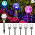 GIGALUMI Solar Outdoor, Cracked Glass Ball Solar Garden Lights, Color Changing Lights Outdoor,Garden LED for Path, Patio, Yard, 6 Pack Pathway-Ruum Studio Home