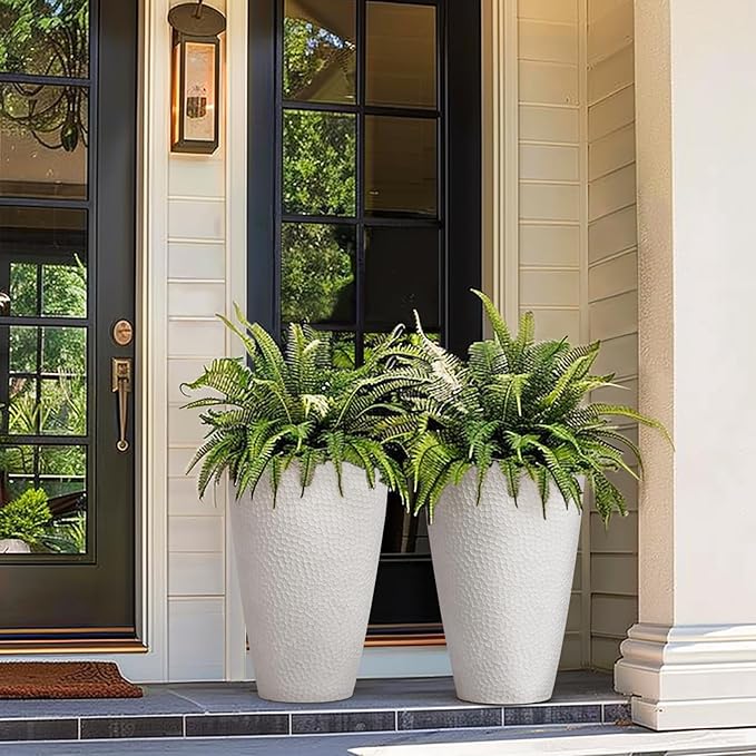 LA JOLIE MUSE Tall White Planter for Indoor Plants,20 Inch Tall Round Planter, Modern Flower Pot Containers,Large Decorative Tree Plant Pot,1 Pack-Ruum Studio Home