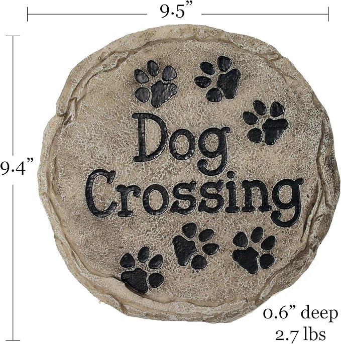 Spoontiques - Garden Décor - Dog Crossing Stepping Stone - Decorative Stone for Garden-Ruum Studio Home
