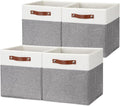 HNZIGE Fabric Storage Cubes 12x12 Cube Storage Bins, Set of 4, Decorative Cube Organizers Bins for Shelves with Handles,Foldable Bins for Cube Organizer Home Toy Nursery Closet(White Gray)-Ruum Studio Home