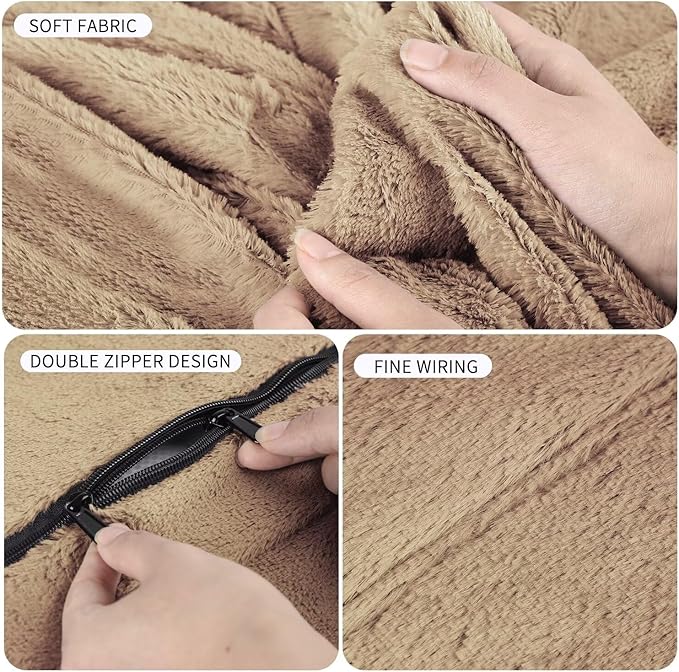 Bean Bag Chair for Adults 7FT,Soft Removable Cover for Teens/Girls Bedroom,Fluffy Giant Round Floor Beanbag Lounger Chairs (No Filler,Tan)-Ruum Studio Home
