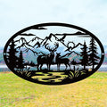 Rustic Metal Deer Cabin Sign, Christmas Gift for Living Room,Welcome Sign, Deer Outdoor Metal Wall Art, Great Gift for Hunters, Cabin Deco-Ruum Studio Home