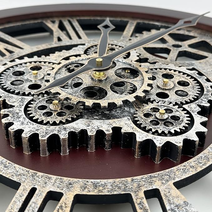 HOIBAI Wall Clock, Clocks for Living Room Decor 20 Inch Big Moving Gears Clock Farmhouse Vintage Rustic Wall Clock Vintage Roman Oversized for Home Bedroom House Kitchen Wall Decor-Ruum Studio Home