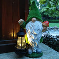 Solar Gnomes Garden Statues,Resin Gnome Figurine Holding Mushroom and Solar Lights Lantern,Outdoor Yard Art Decorations for Garden Patio Lawn-Ruum Studio Home