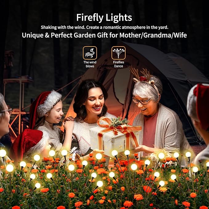 Solar Lights Outdoor Waterproof 4 Pack of 32 LEDs Garden Patio Firefly Decoration Unique Gifts Women Grandparents-Ruum Studio Home