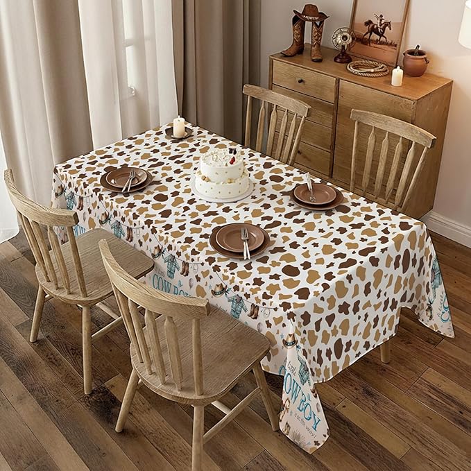 ATFUNSHOP Cowboy Baby Shower Tablecloth 4 Pack 54X108 A Little Cowboy is On The Way Western Theme Table Cover, Rustic Baby Boy Rodeo Party Decorations-Ruum Studio Home