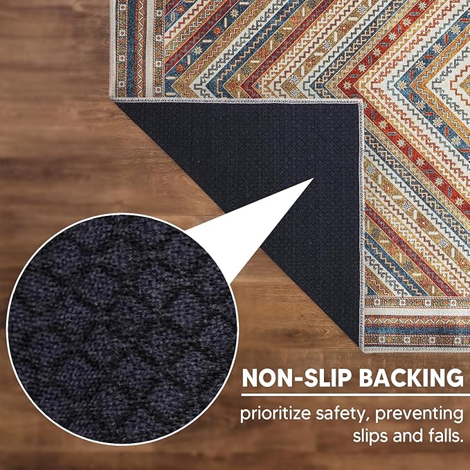 Keen Home Design 6x9 Rug - Machine Washable Area Rug with Non-Slip Backing, Ideal for Living Room, Dining Room, Bedroom - Vintage, Easy Clean, Durable, Low Pile Rug - (6' x 9')-Ruum Studio Home