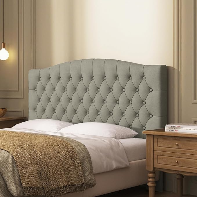 Velvet Upholstered Headboard Queen/Full Size Latest Model Wall Mount, Bed Frame Mount, Featuring High-Density Sponge Padding, Luxury Texture Easy Assembly Comfort and Style-Taupe-Ruum Studio Home