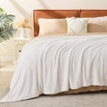 EMME Muslin and Fleece Queen Blanket Reversible - 80"*90" Cream Soft Warm Throw Blankets for Couch Bed Picnic Travel Bed-Ruum Studio Home