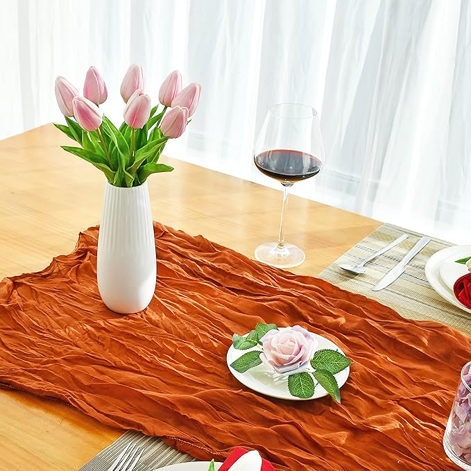 Mandy's Artificial Tulips 20 Stems Peach PU Faux Flowers for Wedding Home Decor 13.5 Inch-Ruum Studio Home