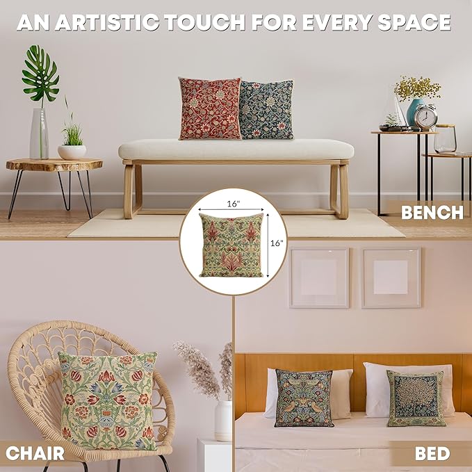 Charlotte Home Furnishings Throw Pillow Covers 16x16 in, Yellow Snakeshead Decorative Couch Pillow Cover, Boho European Tapestry Cushion Cases, Living Room Cozy Home Decor, Jacquard Woven Soft Cotton-Ruum Studio Home