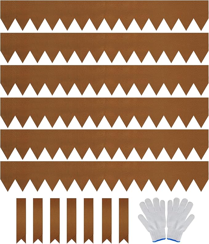 Worth Garden 6-Pack Pre-Rusted Cor-Ten Steel Landscape Edging - 40" L x 6" H Each (20ft Total) - No-Dig Hammer-in Heavy Duty 14-Gauge Metal Edging Border w/ 7 Clips & Gloves - Edge for Lawn Yard-Ruum Studio Home