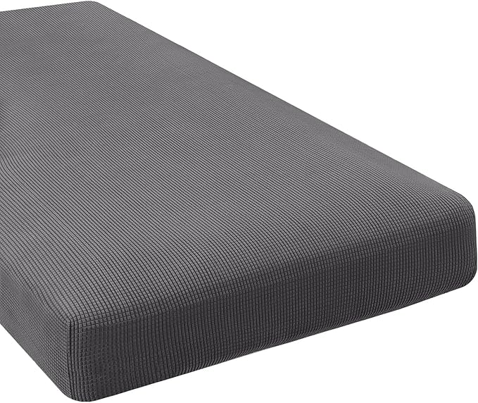 H.VERSAILTEX Super Stretch Individual Chaise Cover Sectional Couch Covers for L Shaped Sofa Both Left/Right Featuring Thick Jacquard Textured Twill Fabric (1 Piece Chaise Cover Large, Grey)-Ruum Studio Home