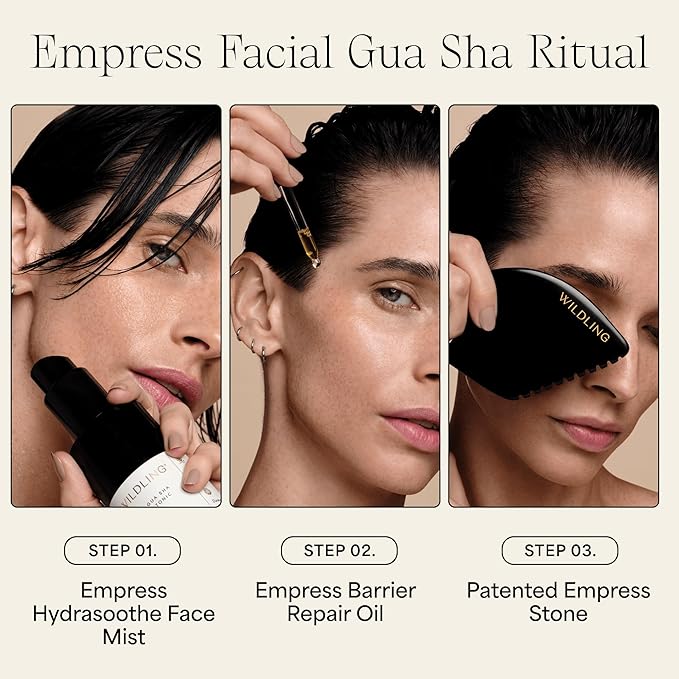 WILDLING Empress Stone Gua Sha Facial Stone I Facial Massage Stone to Lift, Plump, Tone + Sculpt I Patented Design Crafted with 100% Authentic Bian Stone-Ruum Studio Home