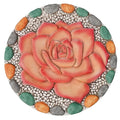 Decorative Rose Garden Stepping Stone - Stepping Stones Outdoor with Colorful Pebble Border, 10x10 inches-Ruum Studio Home