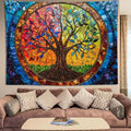keowhsf Tree of Life Tapestry Wall Hanging – Colorful Stained Glass Look Wall Art with Fantasy Aesthetic, Large Tapestry for Bedroom, Living Room, Home Decor-Ruum Studio Home