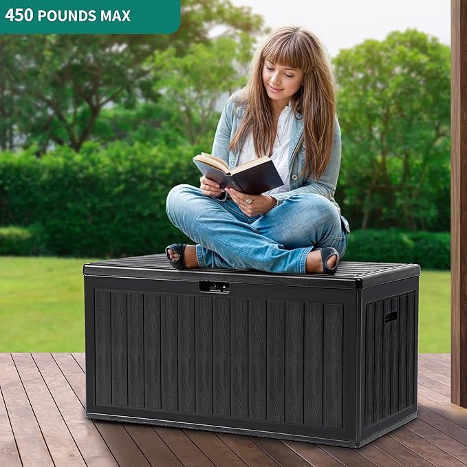YITAHOME 90 Gallon Double-Wall Deck Box with Side Handles, Outdoor Large Storage for Patio Furniture Cushions, Garden Pool Accessories, Water Resistant & Lockable-Ruum Studio Home
