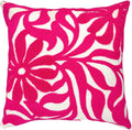 Alysheer Farmhouse Floral Leaves Embroidered Decorative Throw Pillow Cover 18x18 inches, Boho Tufted Flowers Embroidery Pattern Chic Cotton Cushion Case for Couch Bed Sofa Living Room(Bright Hot Pink)-Ruum Studio Home