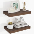 16 Inch Floating Shelves, 16"x9.25"x1.5" Inch Deep Floating Shelves for Wall, Wooden Shelves for Bathroom, Bedroom, Living Room, Walnut-Ruum Studio Home