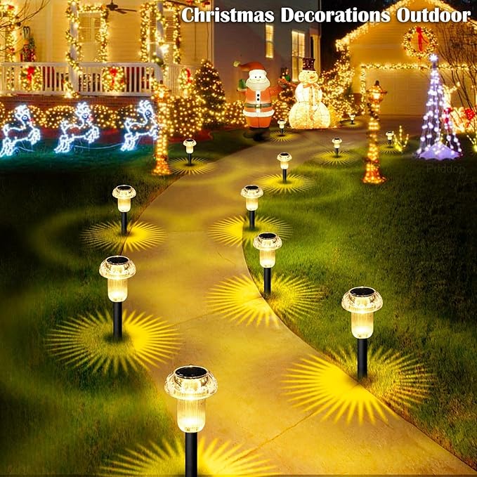 Solar Lights Outdoor Pathway Waterproof 8 Pack Warm White LED Acrylic Mushroom Decorative Garden Lights for Yard Landscape Patio Outside Decor-Ruum Studio Home