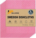 Swedish Dishcloths for Kitchen | 6 Pack Absorbent Cellulose Sponge Cloths Washable | Non-Scratch Reusable Paper Towels Quick Drying Cleaning Cloths - Pink-Ruum Studio Home