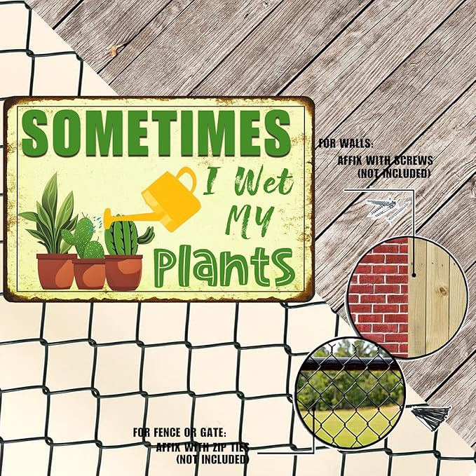 Funny Signs Garden Decor Outdoor Vintage Garden Decorative Metal Sign Gifts For Women Plant Lover Sometimes I Wet My Plants 12x8 Inches-Ruum Studio Home