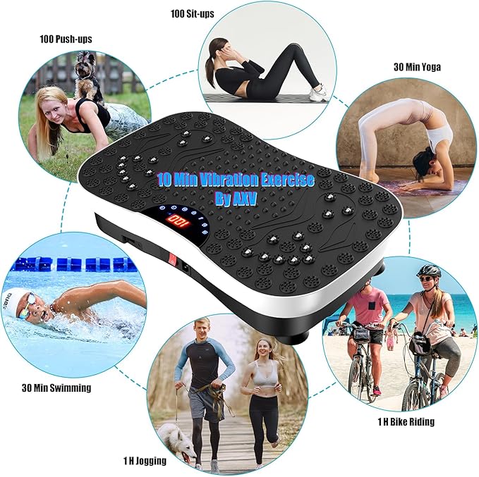 AXV Vibration Plate Exercise Machine Whole Body Workout Portable Mini Vibrate Fitness Platform Lymphatic Drainage Machine for Weight Loss Shaping Toning Wellness Home Gyms Workout (Mini)-Ruum Studio Home