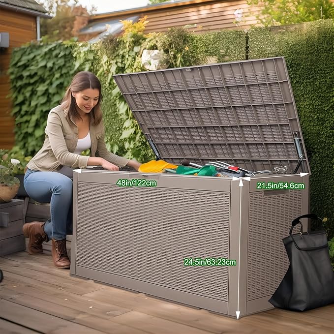 Vixzen 100 Gallon Waterproof Deck Box – Outdoor Storage Organizer for Patio & Garden,Grey-Ruum Studio Home