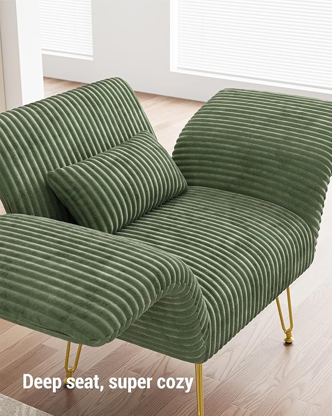 Txtin's Comfy Accent Chair Reading Chair for Bedroom Cozy Wing Arm Living Room Single Sofa Chair with Angle Adjustable Arms Green Corduroy Easy Assembly-Ruum Studio Home