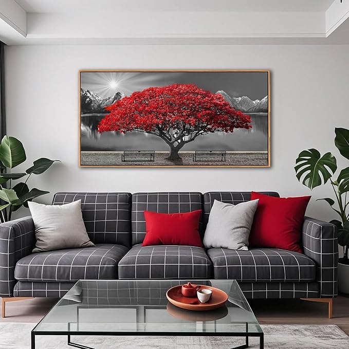 Large Framed Wall Art for Living Room Large Mangrove Landscape Modern Art for Wall Decor Living Room, Bedroom, Office, Home Wall Decor 24x48 inches(With Soild Wood Dark Framed)-Ruum Studio Home