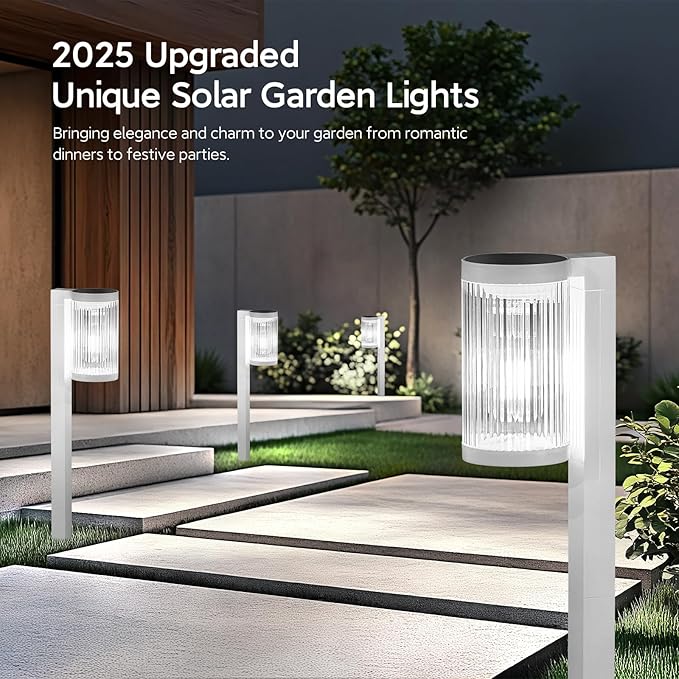 Solar Pathway Lights Outdoor, 2 Pack Upgraded Outdoor Solar Lights for Outside Super Bright Up to 12Hrs, IP65 Waterproof Solar Garden Lights for Yard Landscape Path Walkway Decoration(Cool White)-Ruum Studio Home