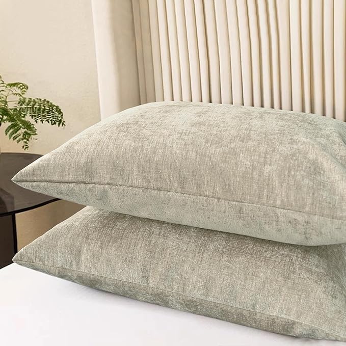 CaliTime Throw Pillow Covers Decorative 20 X 26 Inches Pack of 2 Cozy Chenille Standard Pillow Shams Cases for Couch Sofa Bed Living Room Home Light Taupe-Ruum Studio Home
