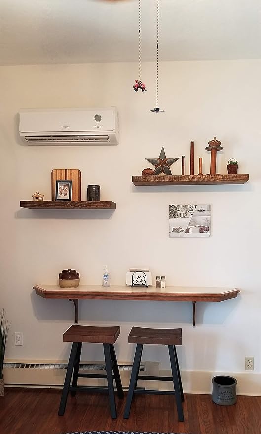 joelsantiques - 18 Inch Wooden Floating Shelves for Wall - 18x6x2 in - Made of Natural Wood - Short Heavy Duty Rustic Wall Shelves for Bedroom - Perfect for Bathroom, Kitchen - Medium Brown-Ruum Studio Home