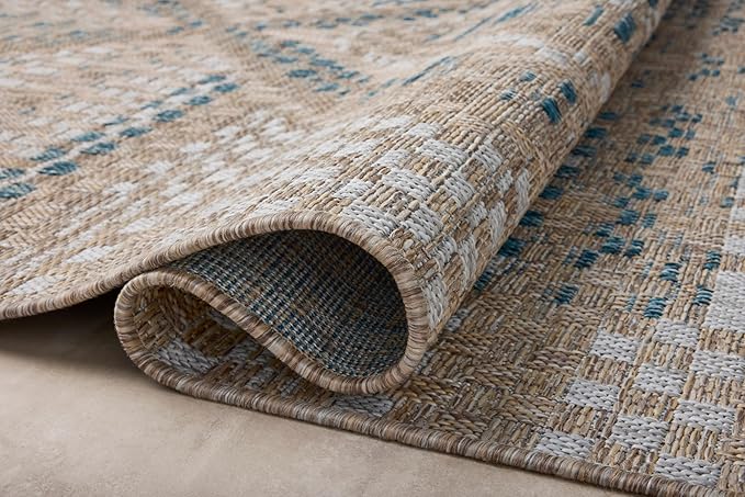 Loloi Amber Lewis Topanga Collection TOP-04 Natural/Aqua 3'-11" x 5'-11" Indoor/Outdoor Accent Rug-Ruum Studio Home