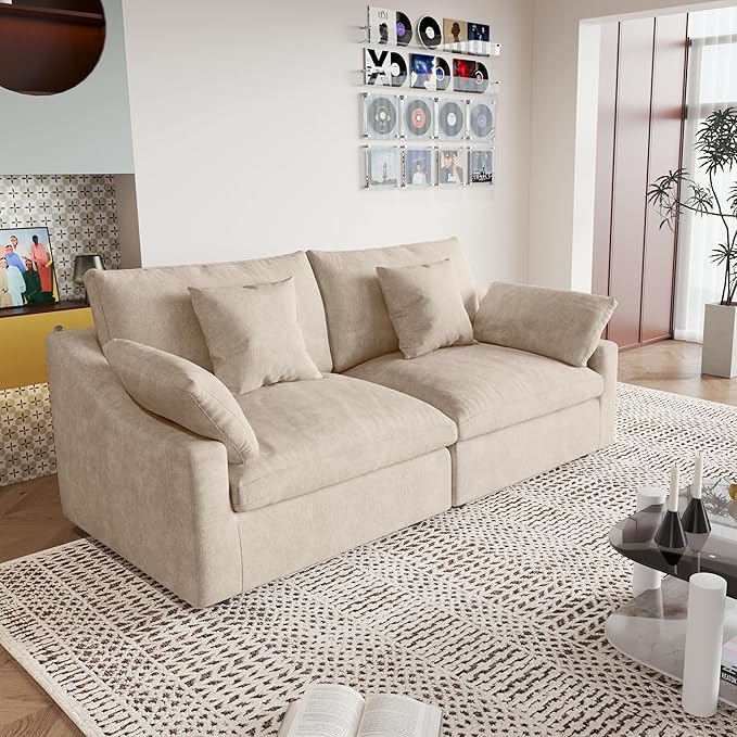 JACH Sectional Couches for Living Room, Cloud Sectional Couch with Deep Seat, Down Filled Modular Sofa, Covers Removeable & Washable, Love Seat Sofas Furniture for Living Room, Khaki-Ruum Studio Home