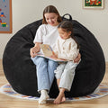 Hobestluk 4.5FT Bean Bag Chair Giant Bean Bag Chair with Filler Included Adult Bean Bag Chairs with Removable Cover for Bedroom Living Room - (Jumbo, Black)-Ruum Studio Home