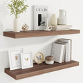 Fun Memories Floating Shelves for Wall, 30 Inch Rustic Wood Wall Mounted Shelves for Bathroom, Bedroom, Kitchen, Living Room, Deep Floating Shelves for Storage & Home Decor (Walnut, Set of 2)-Ruum Studio Home