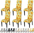 JQinHome Pattern Chair Covers for Dining Room Set of 6, High Stretch Removable Washable Parsons Chair Slipcover for Home Party Hotel Wedding Ceremony (Sunflower,6PCS)-Ruum Studio Home